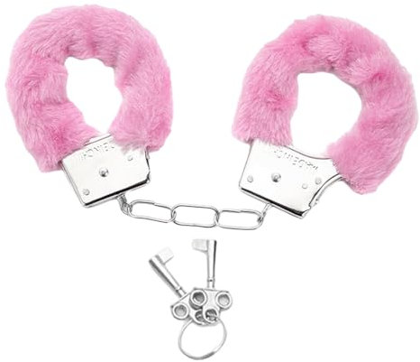EIHI 1 paio di manette con 2 chiavi Set Accogliente Peluche Party Game Props Regalo per Le Coppie manette di peluche rosa