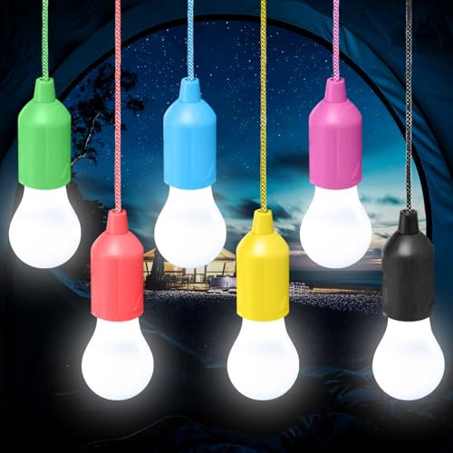 6 Stück Campinglampe: Light LED Camping mit Zugschalter, Zeltlampe Batteriebetrieben , LED Camping Laterne, Tragbare Camping Laterne für Wandern, Angeln, Schreibtisch, Camping, Zelt, Garten, BBQ