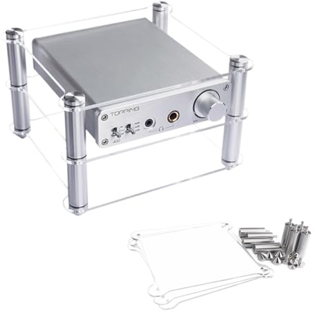 IMUNKT Acrílico Mini Mueble HiFi Audio Rack Soporte De Medios AV 2 Capas Estante De Alta Fidelidad, Transparente, Soporte Reproductor De CD Y DVD, para Consola De Juegos