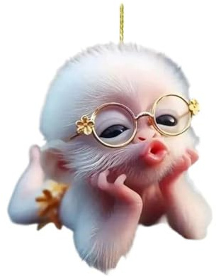 LIUZHIPENG 2D Singe Voiture Pendentif Ornement Suspendu avec Chaîne Réaliste Animal Rétroviseur Décor Intérieur Suspendu Voiture Accessoires Miroir