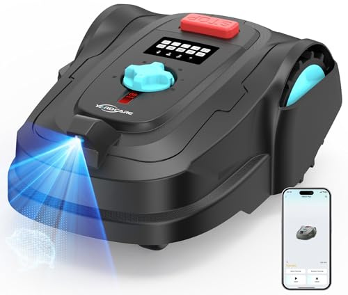 YARDCARE M800Plus Robot Cortacésped sin Cable Perimetral, Posicionamiento GPS + 3D Visión, Robot Cortacésped sin Cables, Modo de Corte en U,800 m², App, Detección de 150 Obstáculos,Negro Petróleo
