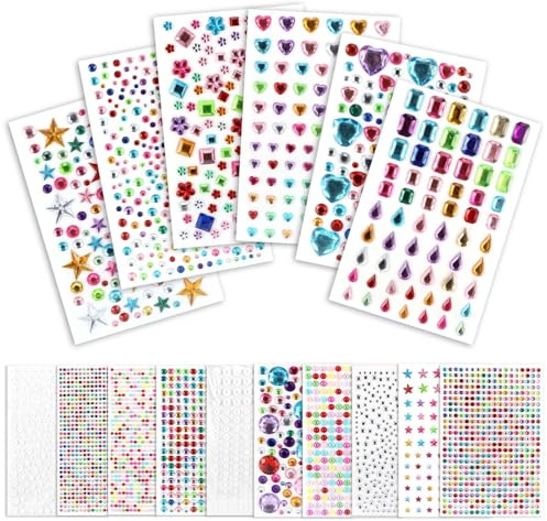 Exsink 4500 Stück Glitzersteine Selbstklebend, Bunte Strasssteine Selbstklebend, Glitzerpapier Zum Basteln Für Kinderhandwerke, DIY-Projekte,Gesicht Körper Nägel Handwerke Fotorahmen und Grußkarten