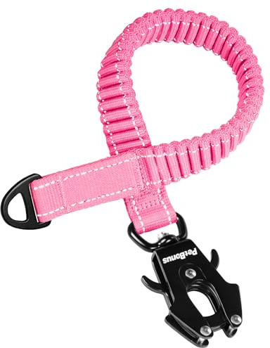 PetBonus Extension de Laisse élastique pour Chien, 45cm Absorption des Chocs, Attachement de Laisse Adapté aux Chiens Moyens et Grands, Extenseur Réfléchissant Nylon pour Course, Vélo (Rose)