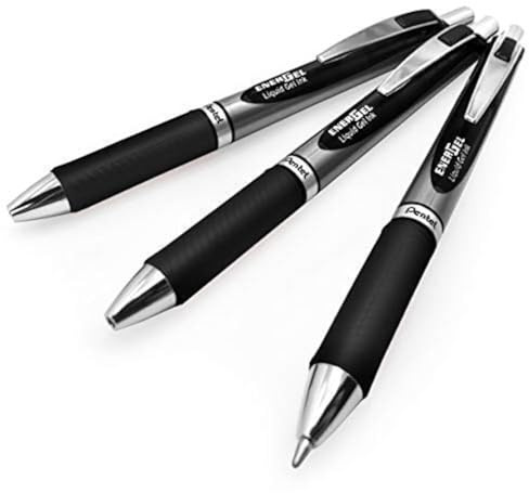 Pentel-Energel BL80 Retractable Liquid Gel Ink Rollerball Pen - 1.0mm - Black - Pack of 3