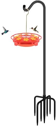 FEED GARDEN 92 Inch Adjustable Outdoor Shepherds Hook Bird Feeder Pole with 7 Prongs Base, Premium Steel Heavy Duty Tall Shepards Hooks for Hanging Bird Feeders, Plant Basket, Lanterns, 1 Pack