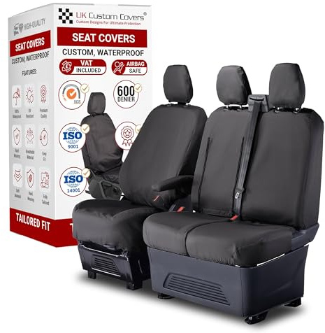 UK Custom Covers To Fit Maxus eDeliver 9 (2020 Onwards) Tailored Heavy Duty Waterproof Front Seat Covers (Single/Double WITH Pull Down Tray) (Black)