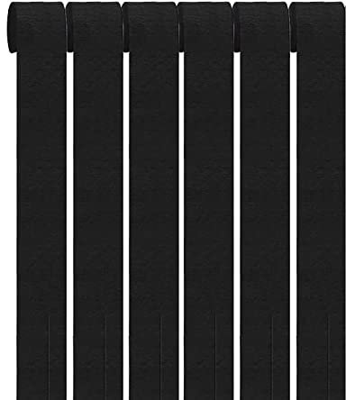 GAKA FAVOR Papel crepé Negro de 4,5 cm x 25 m,6 Rollos de Papel serpentinas Negro de Fondo para Colgar Fiesta Streamer Decoraciones para Fiestas de cumpleaños, Bodas y Festivales