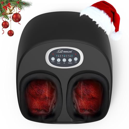 Snailax Shiatsu Foot Massager with Heat, Compression, Vibration, Deep Kneading Foot Massager, Electric Feet Massager for Neuropathy Pain,Gifts for Women,Men