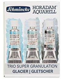 Schmincke – HORADAM® AQUARELL, Super Granulation Trio Gletscher, 5 ml Tuben, 74 616 097, Kartonset, sehr stark granulierende Farbtöne, feinste, supergranulierende Aquarellfarben