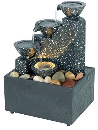 Well Being Tabletop Cascading Water Fountain - Four Bowls Zen Feng Shui Indoor Relaxation Water Feature