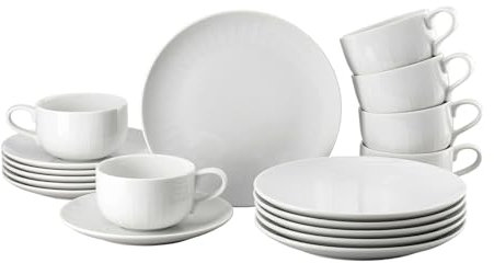 Rosenthal Joyn White Service combiné de 18 pièces, en grès, vaisselle, vaisselle, service à café, assiettes à petit-déjeuner, tasses blanches