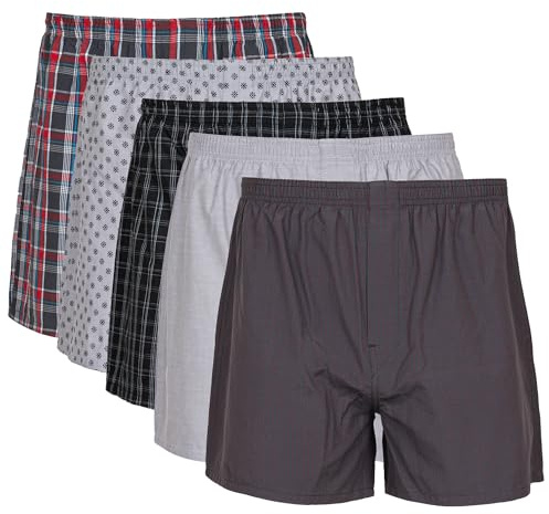 Gildan Men's Underwear Boxers, Multipack, Grey/Red Assorted (5-pack), Large