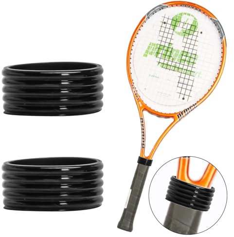 Orrdiffi 2er Set Griffband Abschlussgummi für Tennis Badminton Squash Silikon Gummi Griff Ringe,Gummi Fix Ringe Schützer für Schläger,für sicheren Halt, Kompak,Tragbar Schwarz