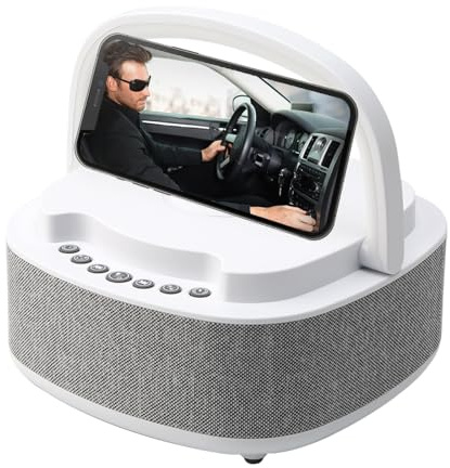 DaMohony digital väckarklocka med trådlös laddare 15 W, Bluetooth-högtalare, FM-radio sovrum väckarklocka för sovrum, vardagsrum, kontor