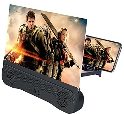 VENYAA Lente Ingrandimento Smartphone,Lente di Ingrandimento dello Schermo del Telefono con Altoparlante Audio,Supporto per Amplificatore per Smartphone con Altoparlante(Size:12IN,Color:Nero)