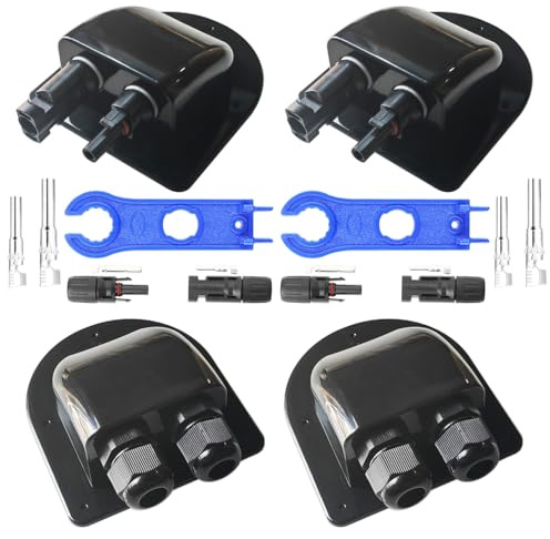 GTIWUNG 2 Pièces Presse-étoupe étanche en ABS pour Entrée de Câble Solaire, 2 Pièces Solaire Passe-toit Solar Presse-étoupe D'entrée de Double Passe Câbles Boîte de Jonction, Noir
