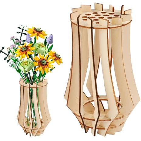 Jarrón de Madera para Flores,Forreen Florero de Madera para Ramo de,Jarrón 3D Puzzle Decorativo,Floreros Decorativos,para Rosas,Flores de Cerezo,Girasoles,Tulipanes,Narcisos,Loto