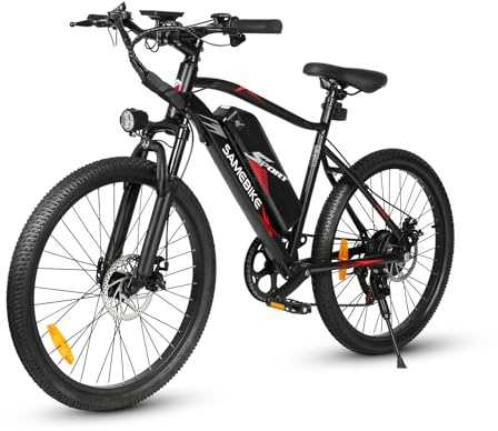SAMEBIKE Electric Mountain Bike, 24 commuting E-bike with 36V 13Ah Removable Battery, Off-road Electric bicycle, PAS Max Range 90KM, 7 Speed, MTB for Adult Men Women