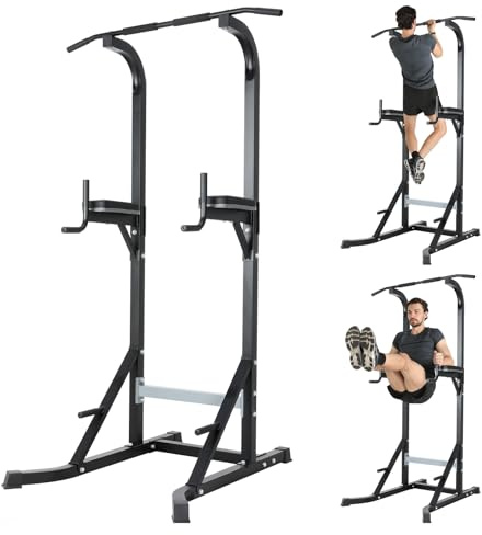 NOVONOVA 4 IN 1 Maquina Dominadas En Casa, Power Rack con Barra Dominadas gimnasio en casa, Pull Up Station Entrenamiento Multifuncional, Rack Dominadas es adecuada para hacer flexiones,max.150kg