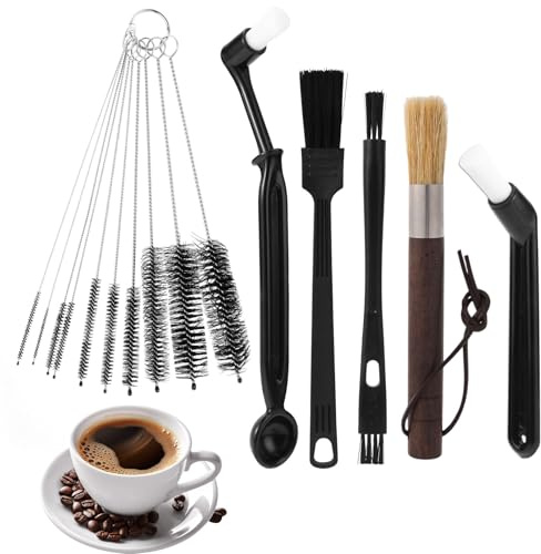 15pzs Set de Cepillos Limpiar Molinillo Café, Kit Cepillos Limpiar Máquina Café Expreso con Mango Ergonómico Herramientas Limpieza Multifuncionales Molinillo para Barista Hogar Cocina Uso