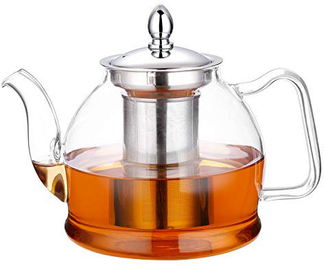 Hiware Glass Teapot with Removable Infuser 1000ml Stovetop Tea Maker and Tea Maker