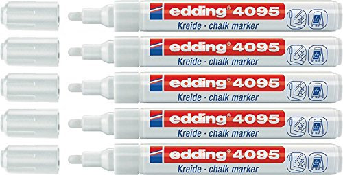 edding 4095 Fenster-/Kreidemarker, 2-3mm, 5er Set weiß