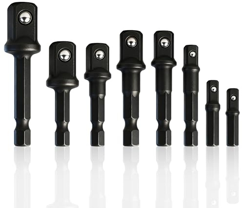 8-Piece Impact Sockets Adapter Sets, Hex Shank 1/4 3/8 1/2