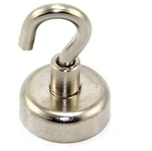 FIRST4MAGNETS Imán de sujeción de neodimio de 25/32 pulgadas de diámetro con gancho M4 – 30 libras (1) – Material con licencia