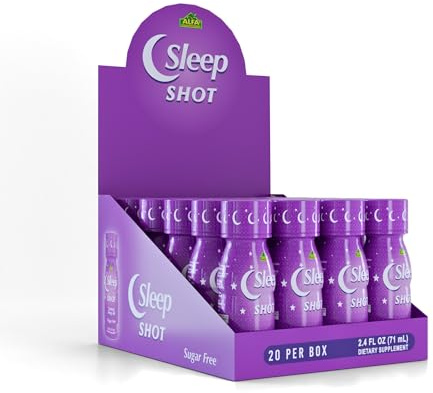 Sleep Shot by Alfa Vitamins - Contains 10 MG of Melatonin, Vitamin B6, L-Theanine for Healthy Sleep & Night time Routine- 2.5oz Shot Bottle - 20 Pack