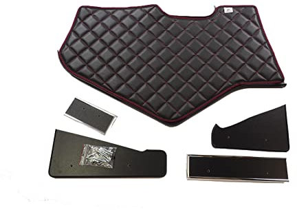 KRAM-TRUCK Armaturenbrett-Ablage, Gesteppte Abdeckung, LKW-Cockpit, TV-Rack, kompatibel mit Man TGX 2021 und Neuer, 10 mm Schaumstoff, Kunstleder, langlebig, verschleißfest, schwarz, roter Faden