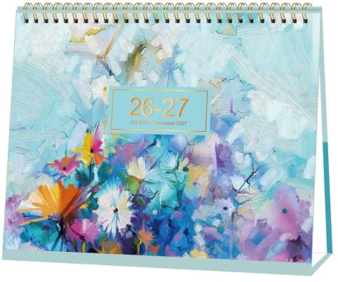 2026-2027 Desk Calendar - Standing Flip Desktop Calendar 2026-2027, JUL 2026 - DEC. 2027, 9.8 x 8.3, Desktop Calendar, Memoranda Lined Pages with Thick Paper, Strong Twin-Wire Binding