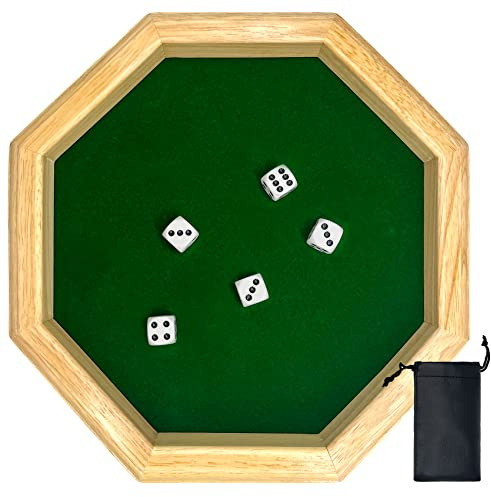 zhaocaidamai Piste de dés en Bois, 25.5CM/10.04IN, avec Plateau et Dés + Ceintures, pour Jeux de Table DND et RPG