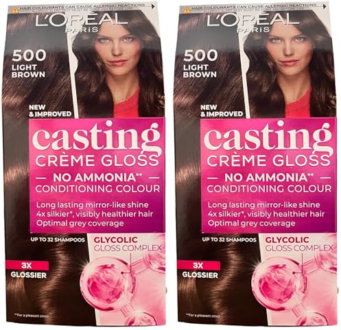 L'Oréal Paris Casting Creme Gloss Pflege-Haarfarbe, 500 Hellbraun (Packung mit 2)