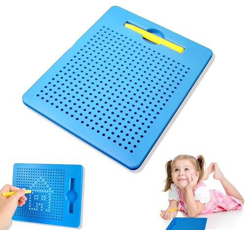 TFSZE Tableau magnétique, Planche à Dessin Magnétique, Tableau Magnétique avec Stylo et Billes, Tableau de Griffonnage Magnétique Jouet Educatif, Jouet Educatif pour 3 Ans et Plus-Bleu