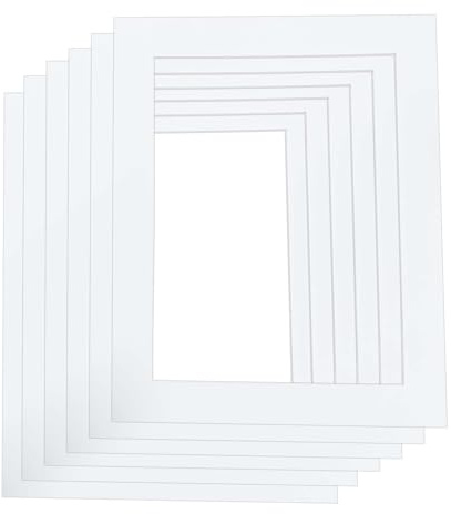 XQEUMC 6 Pcs Passe Partout Blanc Cadre Photo Carton A3(29.5x41.6cm),(Intérieures:21x29.5cm DIN A4) Passe-Partout Carré pour l'encadrement Photos, Affiches, Impressions d'art