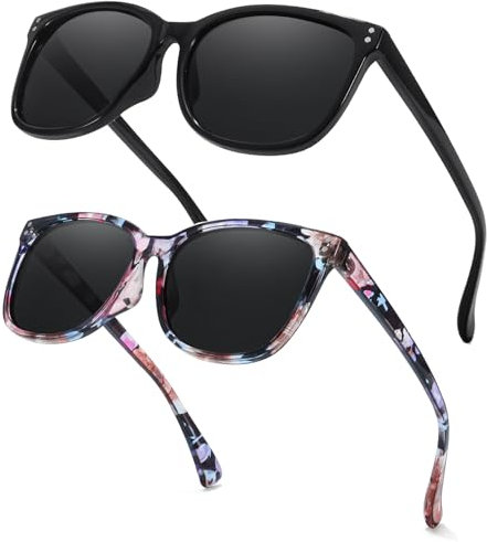 Myiaur 2 Pack Sonnenbrille Damen Polarisierte UV400 Schutz Sonnenbrille mit Quadratische Rahmen für Autofahren & Outdoor