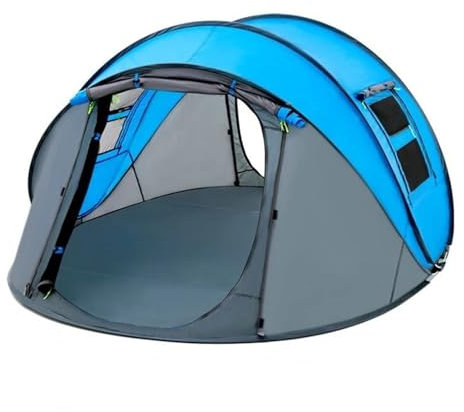 VNSMM Ice Fishing Tent Throw Tent Outdoor Automatic Tents Pop Up Waterproof Camping Hiking Tent Waterproof Large Family Tents Shelters(Single Blue Small)