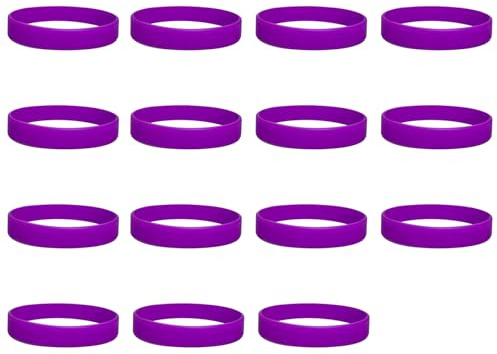 15PCS Purple Silicone Wristbands,Silicone Bracelets Stretch,Sports Rubber Bracelets for Events,Party,Adults,Sports Outdoor Team,202 * 12 * 2mm