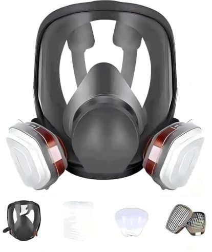 Novviastore Masque intégral, réutilisable, masque complet avec filtres pour peinture en aérosol, ponçage chimique, construction et poussière à gaz fin