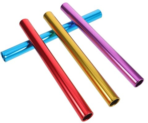 Mikikit Lot de 4 Bâtons de Relais en Aluminium Multicolores 27 CM Diamètre – Bâtons de Course en Métal pour Compétitions Sports de Plein Air et Événements Scolaires