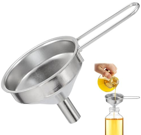 Mini entonnoirs pour remplir des bouteilles – Entonnoir en métal avec passoire, outil de compact et portable pour la cuisine | Épices huiles essentielles liqueur voyage Camping lisse crochet