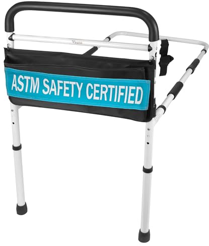 Vaunn Medical New Adjustable Bed Assist Rail Handle (Passed ASTM F3186–17 Safety Standard) and Hand Guard Grab Bar, Bedside Safety and Stability (Tool-Free Assembly)