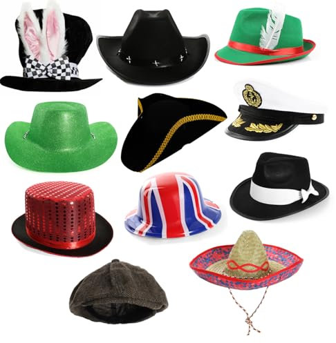 Lot de 11 chapeaux pour photomaton fantaisie pour anniversaire, remise de diplôme, mariage et fêtes