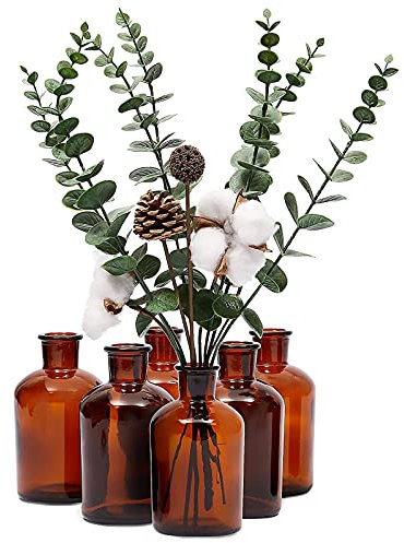 Lot de 6 Bouteilles de Pharmacie en Verre ambré, Style Vintage, 6,3 x 12,2 cm chacune