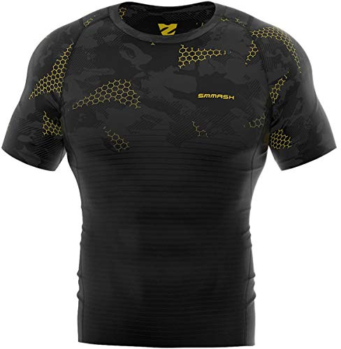 SMMASH T-Shirt De Compression Maillot De Compression pour Hommes Maillot De Course À Manches Courtes