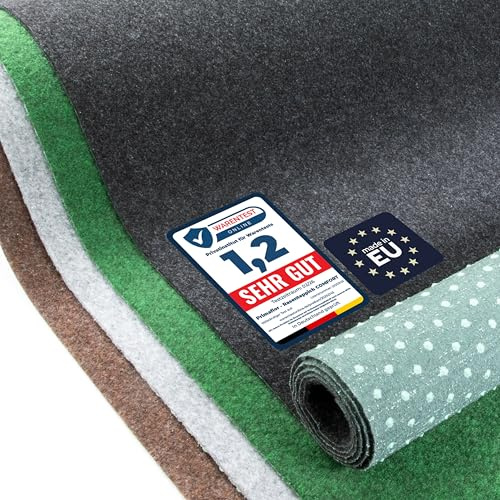 Primaflor Rasenteppich - COMFORT, Anthrazit, 2,00m x 6,00m | UV-stabil & schnelltrocknend | Mit Noppen | Kunstrasen-Teppich für Balkon, Terrasse & Poolbereich | Outdoor Bodenbelag | Balkonteppich
