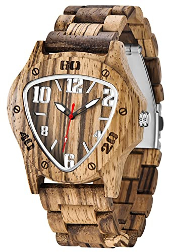 Dentily Men's Wooden Watch Triangle Quartz Wooden Watch classcic Wood Watches for Men