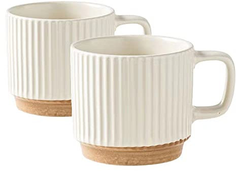 cawein Lot de 2 tasses à café en céramique, tasses à lait, tasses en céramique pour la maison et le bureau, passent au micro-ondes