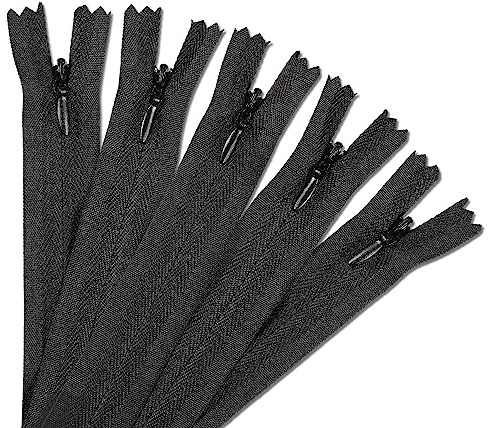 5pcs Invisible Zips, Black Zips, 16 Inch / 40cm Nylon Closed-Ended Concealed Zipper, Plastic Zip Fixer for Tailor Sewing Tools Craft Dressmaking Pillows Cushions Skirts Clothes Bags Pants
