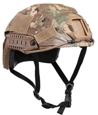 Tactical Helmet with Helmet Cover, Airsoft Helmet with Front NVG Mount and Side Rail, PJ Type Tactical Paintball Airsoft Fast Helmet for Cosplay Outdoor Activities (CP, Large)